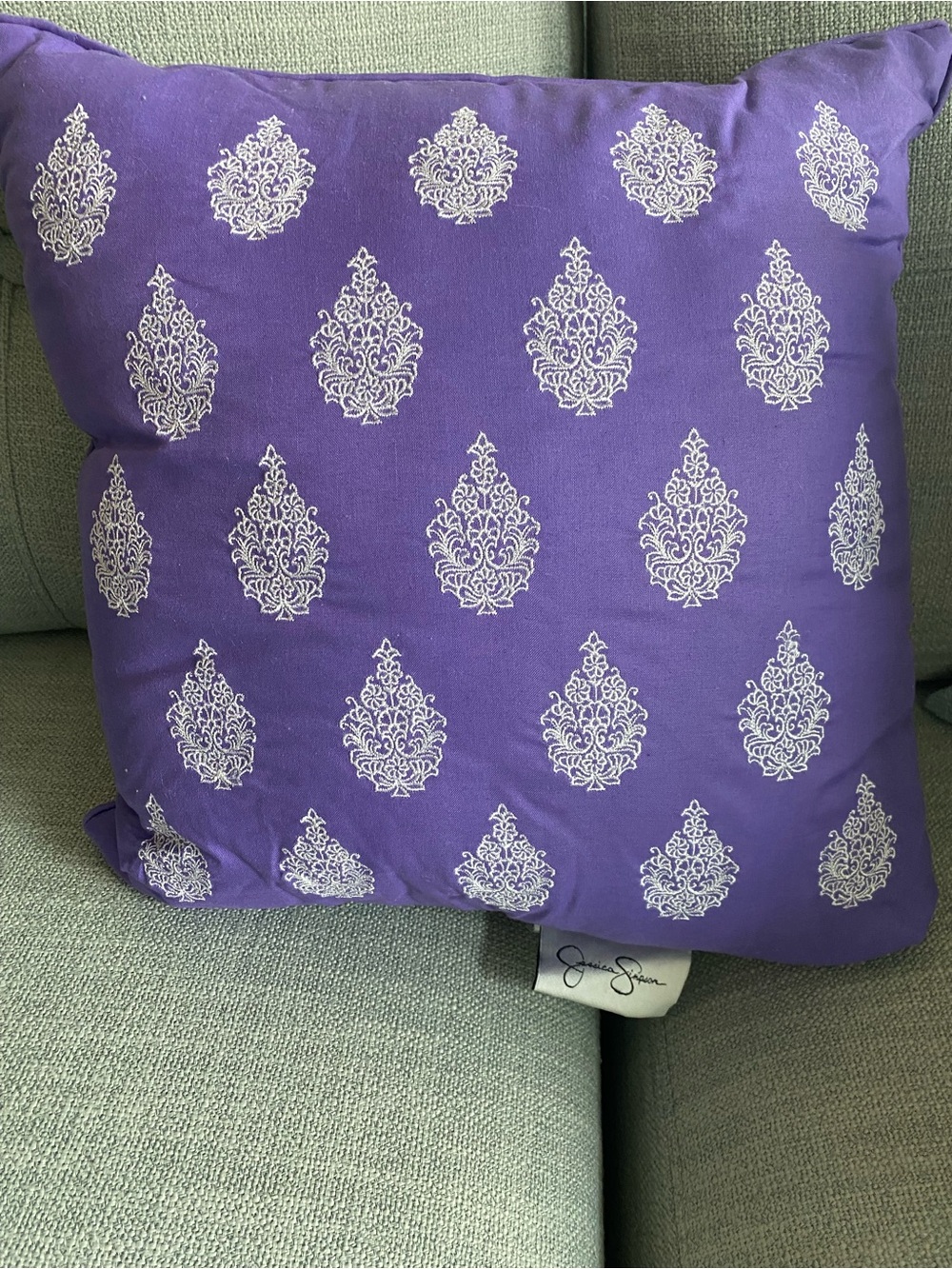 Jessica Simpson Purple Pillow with White Damask Motifs